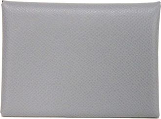 Herm&egrave;s Gray Epsom Leather Coin Purse/Coin Case (Pre-Owned)