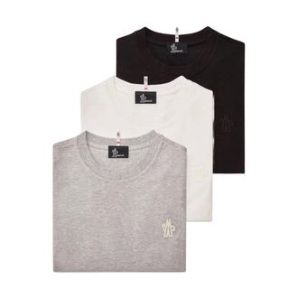Moncler T-Shirts, male, Gray, Size: S Logo Patch Cotton Blend T-Shirt (Three Pack)