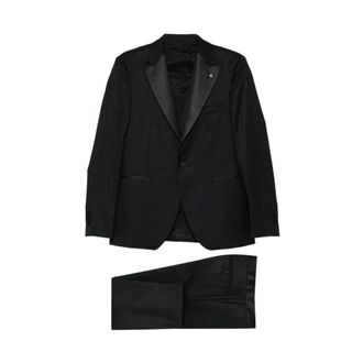Tagliatore Single Breasted Suits, male, Black, Size: M Peak Lapel Single-Button Jacket