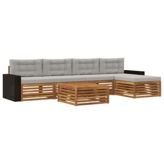 vidaXL Conjunto De Sof&aacute;s De Exterior 6 Pcs Natural Y Gris Claro Vidaxl