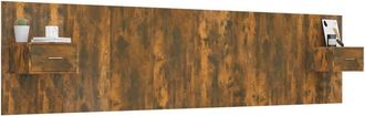 Berkfield Home Classic Bed Headboard with Cabinets Smoked Oak Engineered Wood in Brown