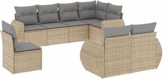 vidaXL Vidaxl - Juego De Sof&aacute;s De Jard&iacute;n Con Cojines Beige 8 Pzas Rat&aacute;n Pe