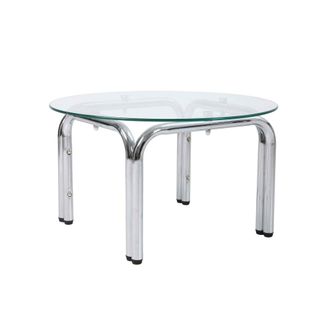 Oviala Mesa de centro redonda de cristal templado, 70 cm transparente