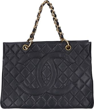 Chanel Black Grained Calfskin Handbag Tote Bag (Pre-Owned)