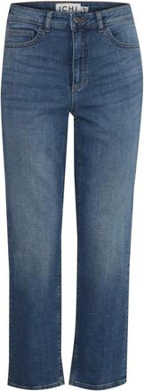 Ichi Ichi, Jeans, Dames, Blauw, W28, Katoen, Blauwe High Waist Straight Leg Jeans