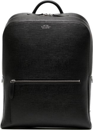 Smythson grained-calf leather backpack - unisex - Cotton/Calf Leather (top grain)/Calf Leather (top grain) - One Size - Black
