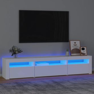 Berkfield Home TV Cabinet with LED Lights White 195x35x40 cm | Size: 195 x 35 x 40 cm