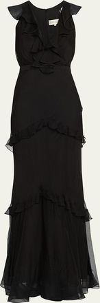 Saloni Rita Tiered Ruffle Cocktail Dress