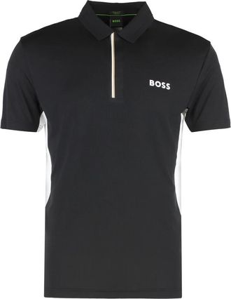 HUGO BOSS Technische Stoff Polo Shirt - Heren - Polos - Zwart - XS - Polyester - Tops