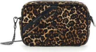 Golden Goose Brown Crossbody Bag With Star Patch On The Front And Fur Texture In Leather Woman