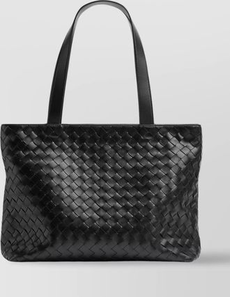 Bottega Veneta small woven tote bag with zipper