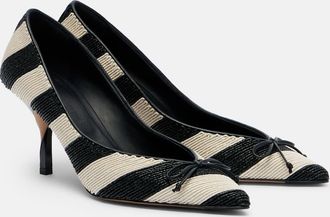 Jacquemus Tourni striped raffia-effect pumps