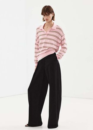 Mango Pullover righe collo polo rosa chiaro - Donna - XXS - MANGO