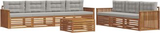 vidaXL Conjunto De Sof&aacute;s De Exterior 8 Uds. Natural Y Gris Claro Vidaxl