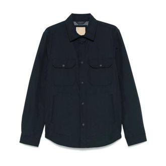 Woolrich Casual Shirts, male, Blue, Size: M Press-Stud Shirt with Pockets