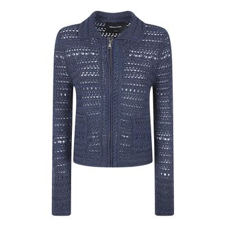 Fabiana Filippi Cardigans, female, Blue, Size: 2XS Shirt-collar Jacket