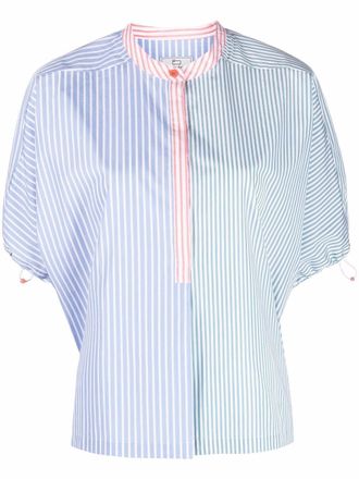 Woolrich contrast-panel striped blouse - women - Cotton - L - Green