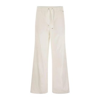 Herno Wide Trousers, female, White, Size: XL Resort Trousers in Cotton Feel with Drawstring