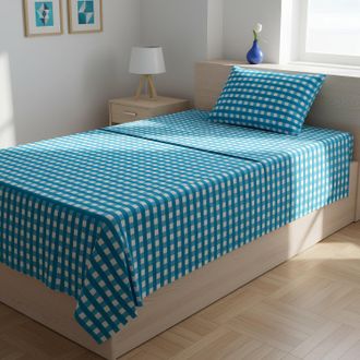 KASANOVA Completo letto 1 piazza e mezza quadretti azzurri