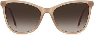 Polaroid 55mm Polarized Cat Eye Sunglasses in Nude/Brown at Nordstrom