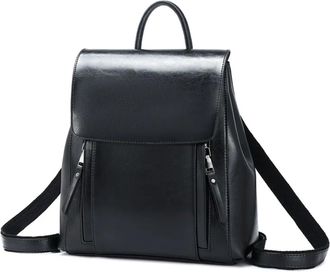 Generic Women Backpack Cross Body Shoulder Bag Genuineleather Girls School Female Natural Skin Book Laptop Rucksack Messenger Bags(Black)