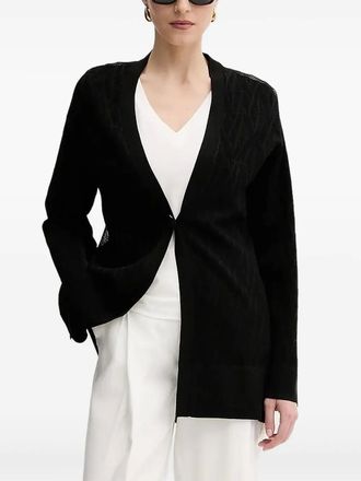 A|X Armani Exchange wide-hem long-sleeves cardigan - women - Polyamide/Viscose - L - Black