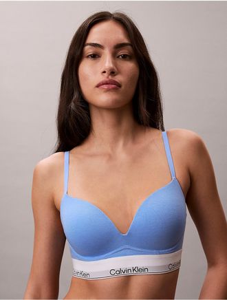 Calvin Klein Womens Icon Cotton Modal Plunge Bra - Blue - 32B