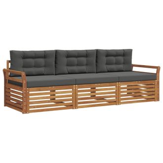 vidaXL Conjunto De Sof&aacute;s De Exterior 3 Pcs Natural Y Antracita Vidaxl