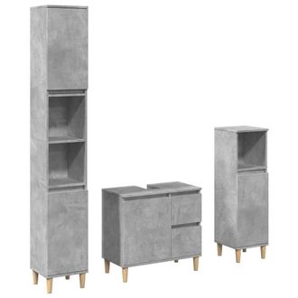 Berkfield Home 3 Piece Bathroom Furniture Set Concrete Grey Engineered Wood