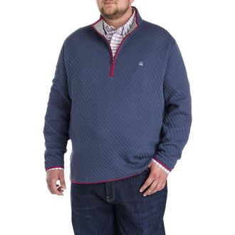Brooks Brothers Big & Tall Quilted 1/2-Zip Pullover in Navy Gray at Nordstrom, Size 2Xlt