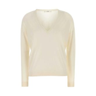 Co Cashmere Knitwear, female, Beige, Size: S V-Neck Sweater