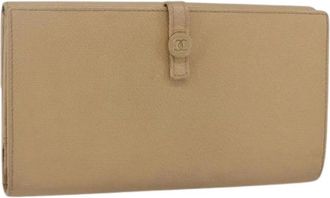 Chanel Pre-owned Wallets, female, Beige, Size: ONE SIZE Pre-owned Leather Wallet