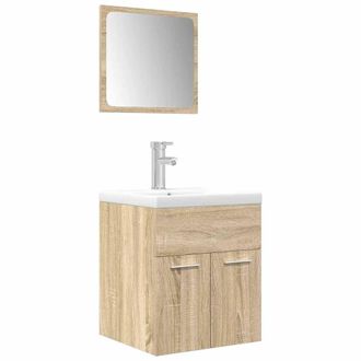Berkfield Home 3 Piece Bathroom Furniture Set Sonoma Oak Engineered Wood in Light Tan