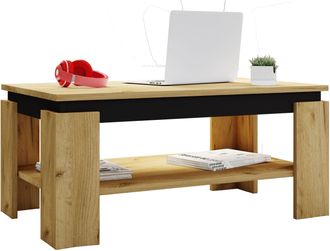 ebuy24 Mesa Auxiliar De Madera Vcm Mesa De Centro Lisa Dimensiones Aprox. Al. 41 X An. 90 X P. 53cm Mesa De Sal&oacute;n Sofabed - Rolas (roble De Miel / Negro)