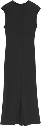 Ami Raw Edge Midi Jurk - Dames - Casual kleedjes - Zwart - L - Polyester - Kleedjes