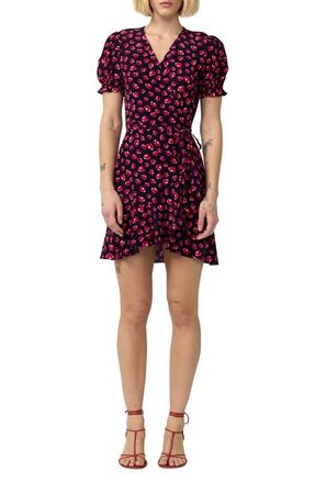 Diane Von F&uuml;rstenberg Emilia Floral Puff Sleeve Wrap Dress in Hibiscus Dot Maritime at Nordstrom, Size Xx-Small
