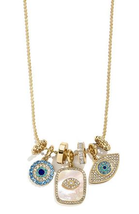 BaubleBar Evil Eye Multicharm Necklace in Blue at Nordstrom