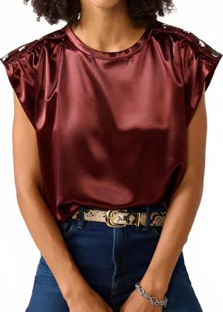 M&eacute;lissa Nepton Randy Satin Blouse In Burgundy