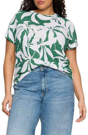 Sanctuary The Perfect T-Shirt in Green Inked Impressions at Nordstrom, Size 3X