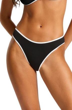 Seafolly Beach Bound High Cut Bikini Bottoms in Black at Nordstrom Rack, Size 18 Us/ 22 Au