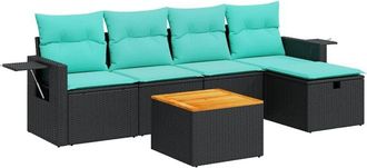 vidaXL Set De Sof&aacute;s De Jard&iacute;n 6 Piezas Y Cojines Rat&aacute;n Sint&eacute;tico Negro Vidaxl