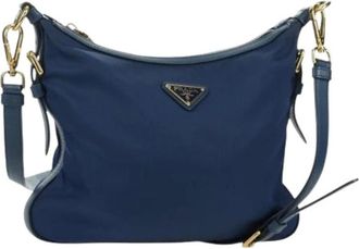 Prada Pre-owned Cross Body Bags, female, Blue, Size: ONE SIZE Pre-owned Vintage Nylon Shoulder Bag