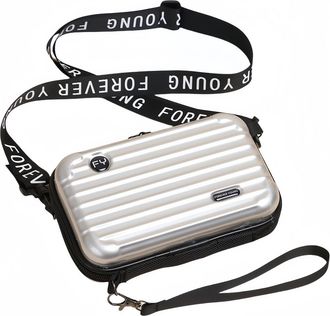 Generic Mini Luggage Crossbody Bag - Stylish and Durable Hard Shell Travel Purse with Adjustable Forever Young Strap for Women - Light Gold, Light Gold, Small