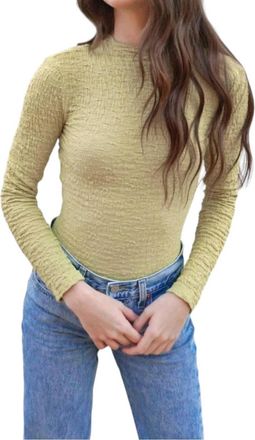Astr Textured Long Sleeve Bodysuit In Celery