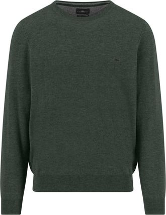 Fynch-Hatton Fine Knit Wool/Cashmere Blend Crew Neck Jumper, Dark Ivy, XXL