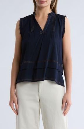 Adrianna Papell Stitched Tiered Tank in Navy/Khaki at Nordstrom Rack, Size X-Small