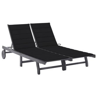 vidaXL Vidaxl - Tumbona De Jard&iacute;n 2 Personas Y Cojines Madera Maciza De Acacia