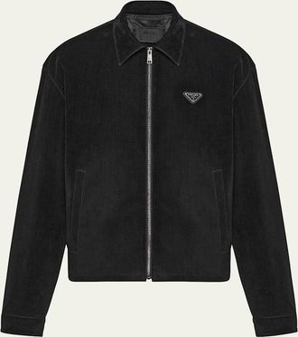 Prada Mens Velvet Denim Blouson Jacket