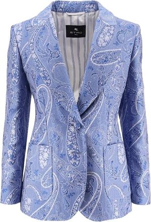 Etro Zijden Blend Enkelrijige Blazer - Dames - Blazers - Veelkleurig - M - Leer - Jassen
