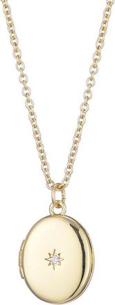 Adornia Adornia 14K Plated Cz Oval Locket With Starburst Necklace